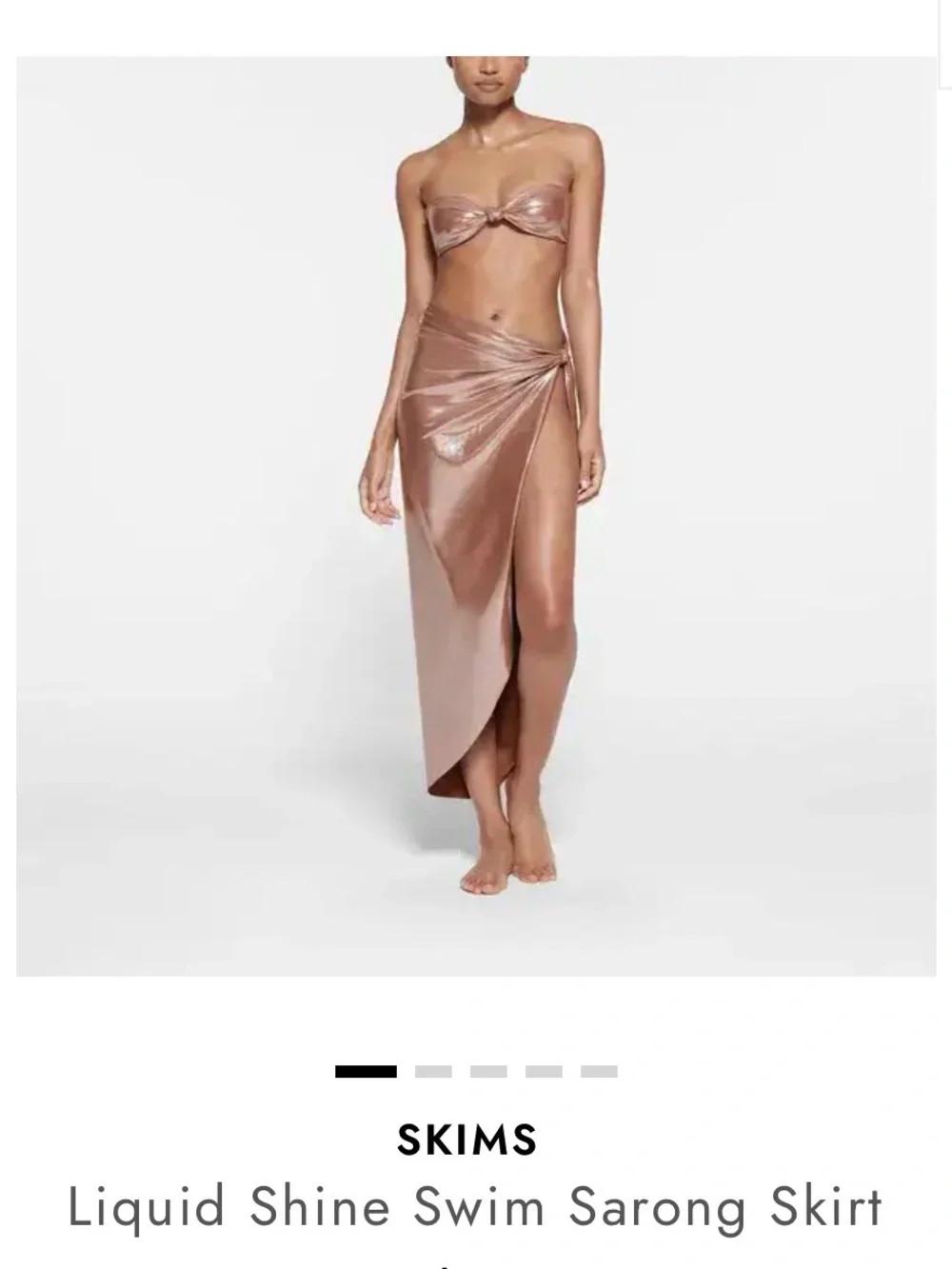 SKIMS Liquid Shine Swim Sarong Skirt Rose Gold Metallic Size Large